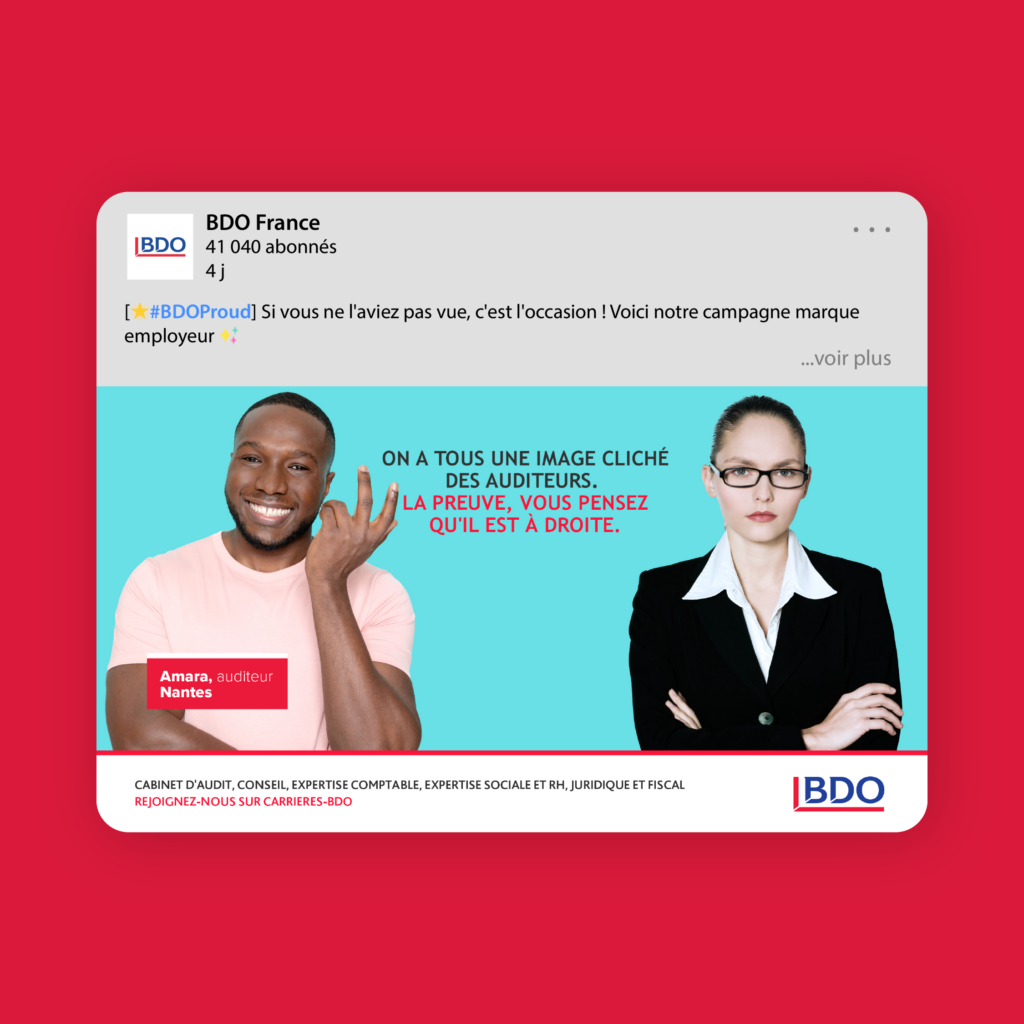 La campagne marque employeur de BDO France